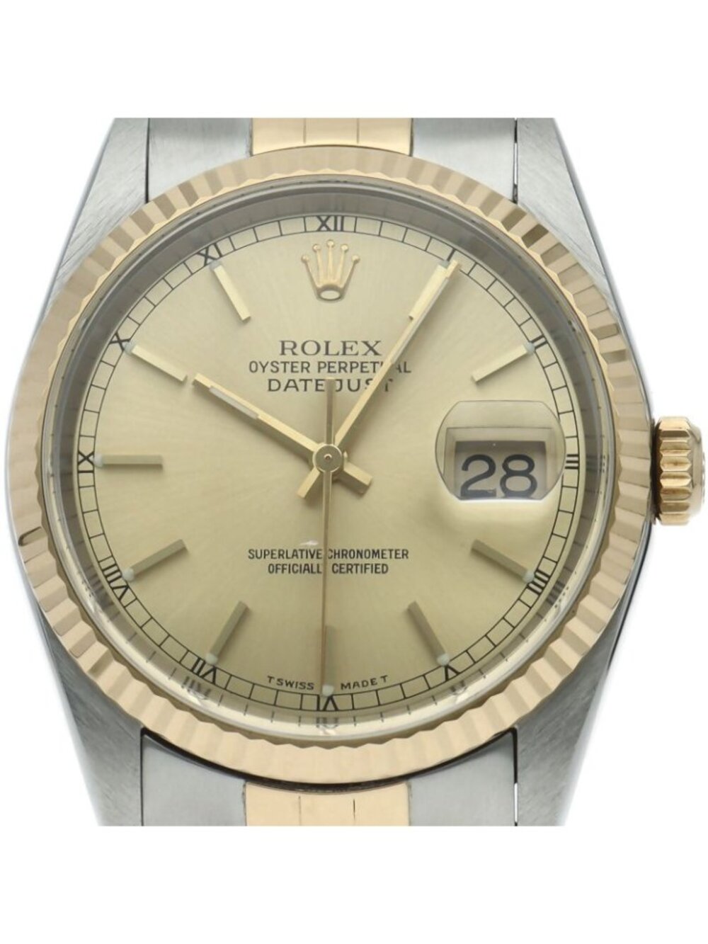 Rolex Datejust Watch 18k Yellow Gold SS Chien Color Polished